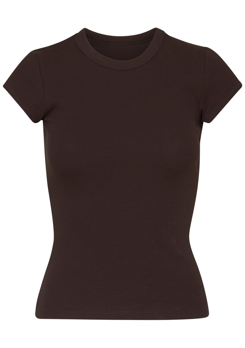 Valeria Dark Brown Rib Womens Tee