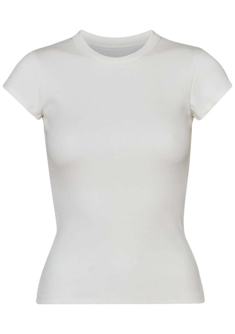 Valeria Natural White Rib Womens Tee