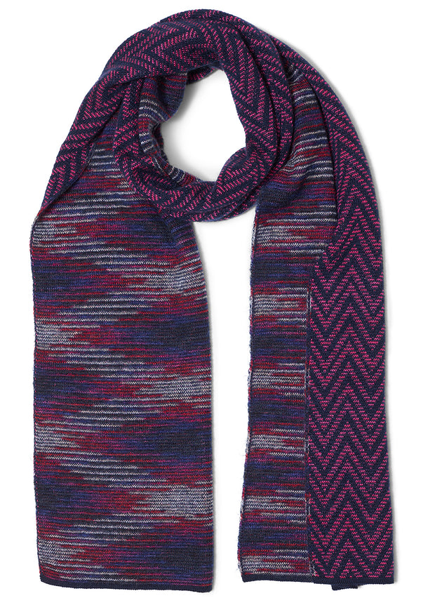 Double Side Wool Scarf Fuchsia Navy