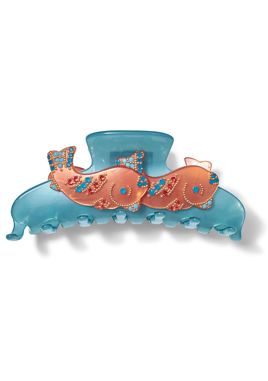 Large Teal Fish Hair Clip