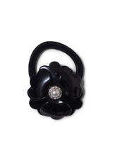 Big Flower Hair Elastic Black Pearl