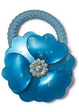 Big Flower Hair Elastic Lagoon Blue