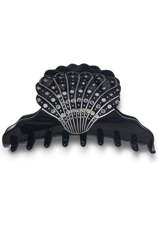 Black Seashell Hair Clip Large
