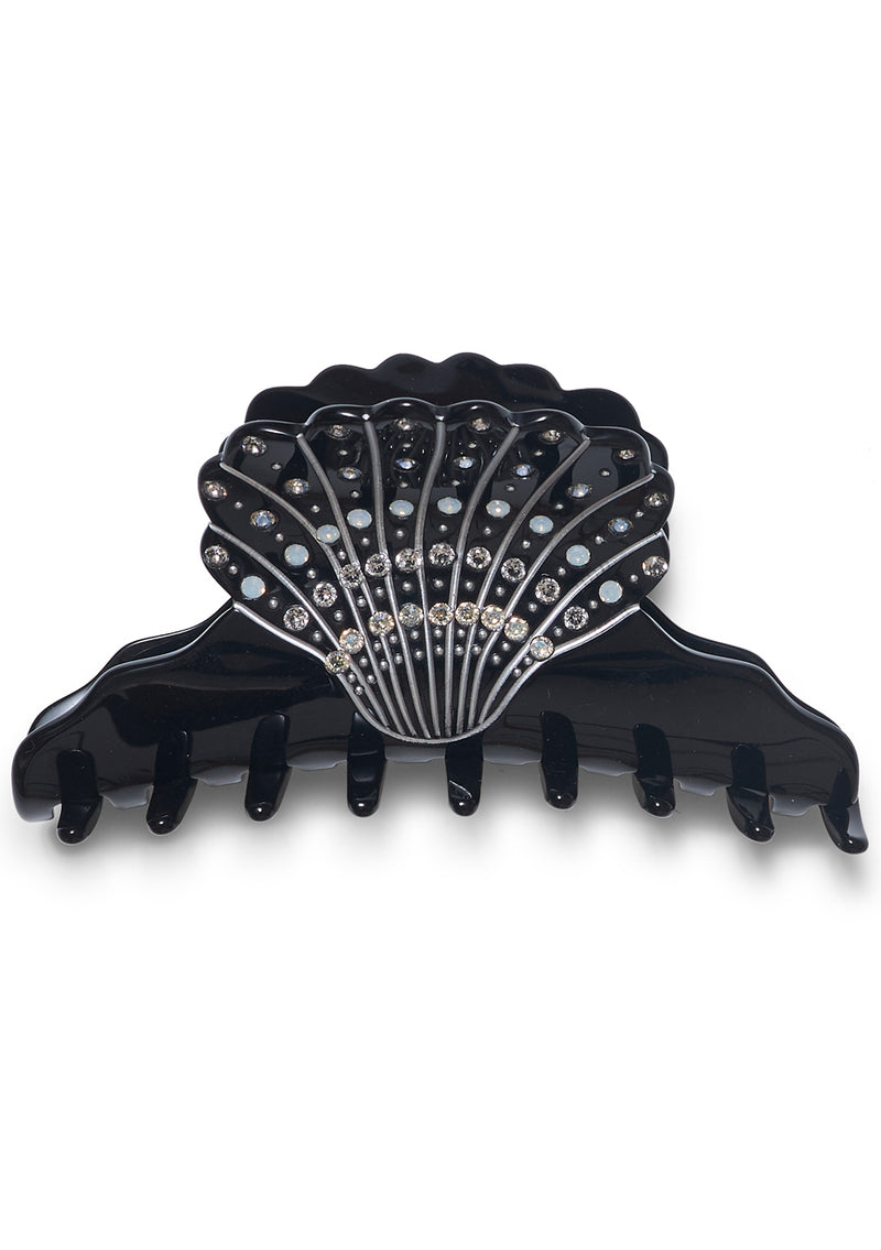 Black Seashell Hair Clip Large