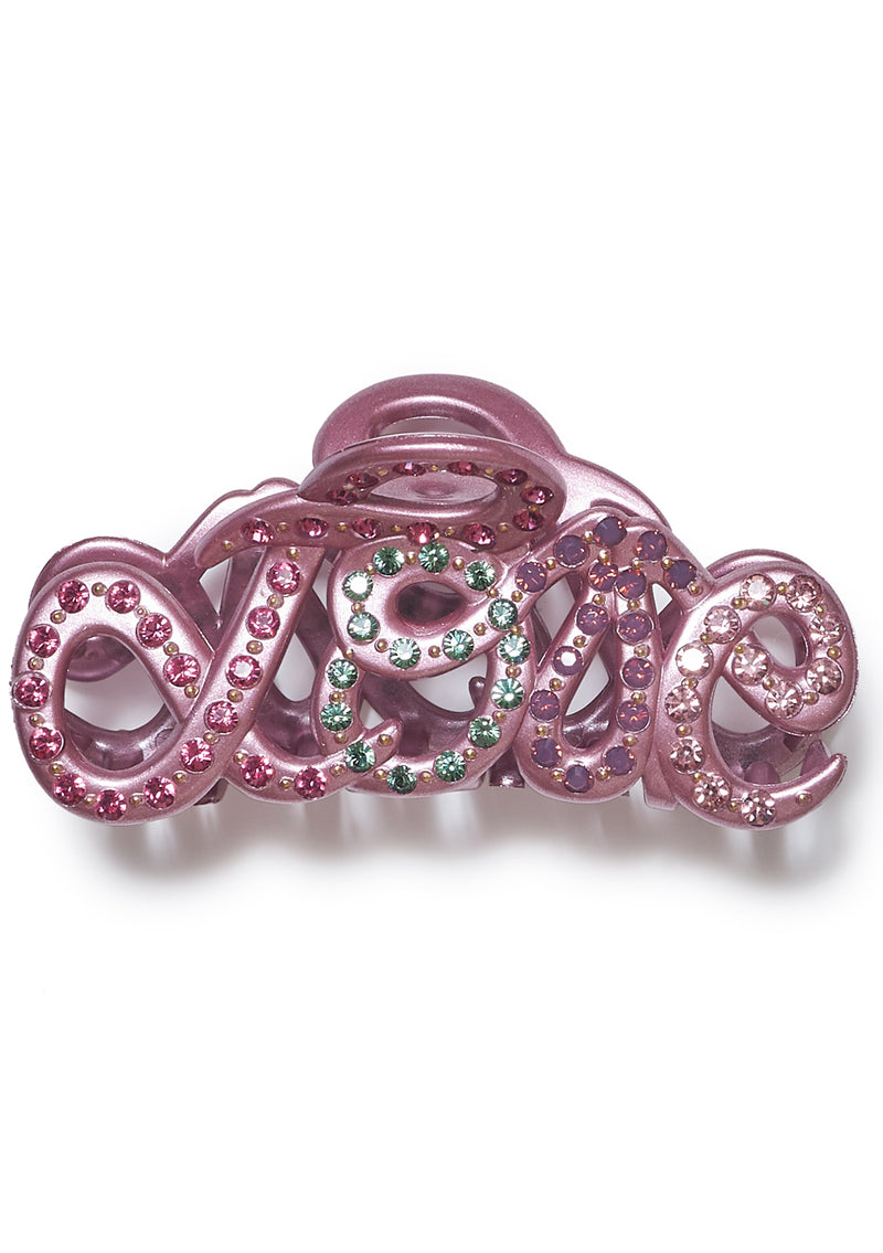 Love Hair Clip Purple Metallic