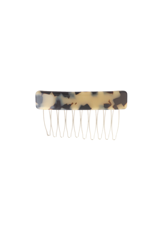 Plain Hair Comb Black & White Tortoise