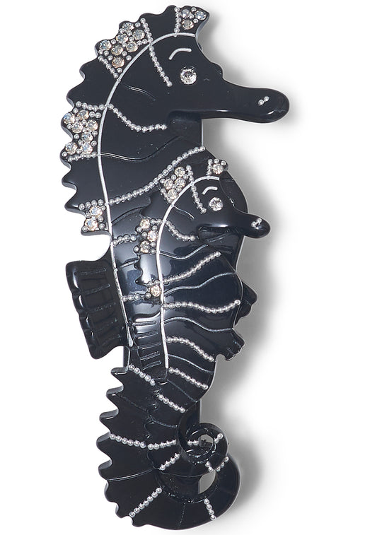 Seahorse Family Hair Clip Black