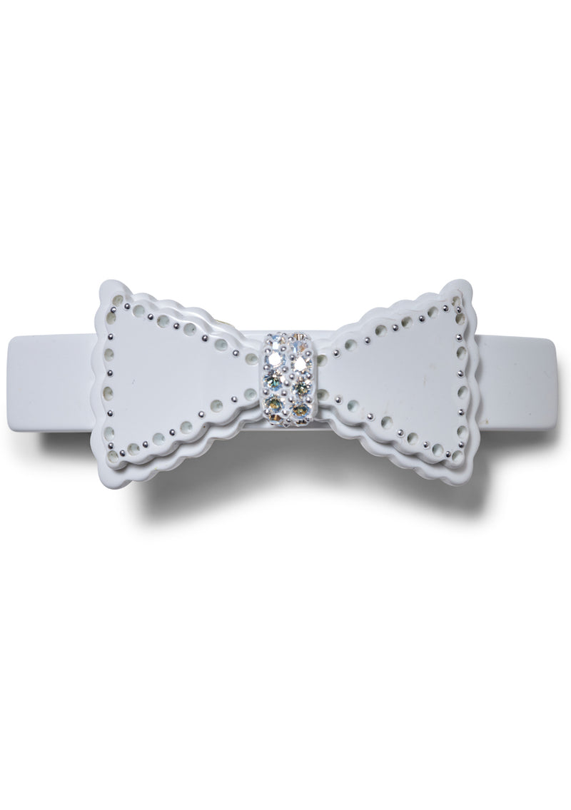 Small Bow Barette White