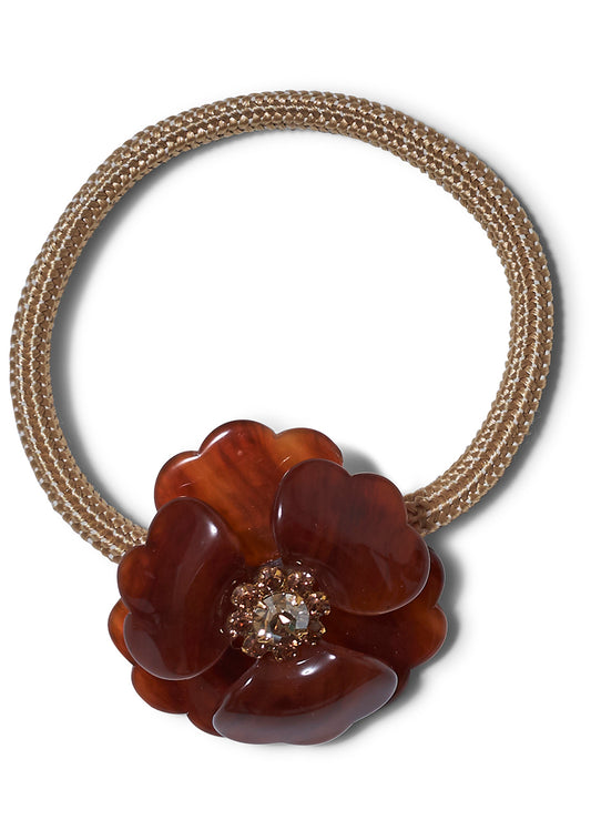 Small Flower Hair Elastic Mahogany