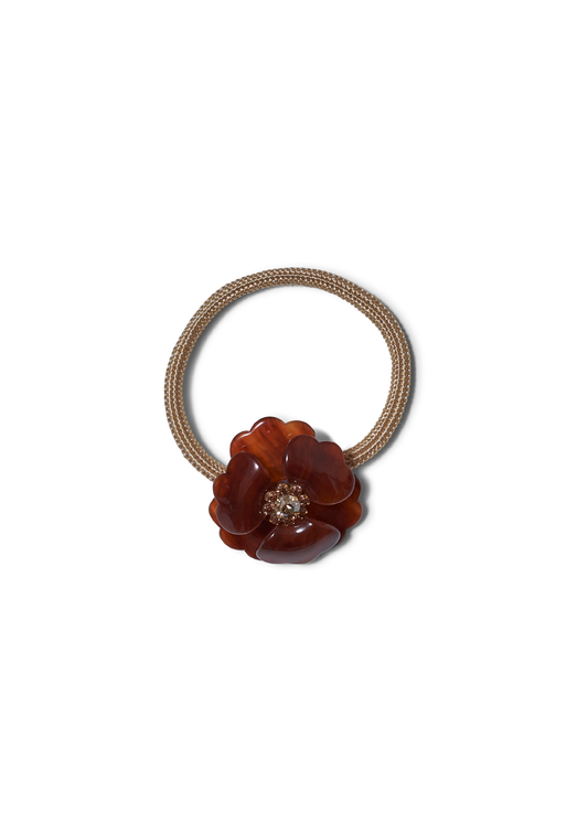 Small Flower Hair Elastic Mahogany