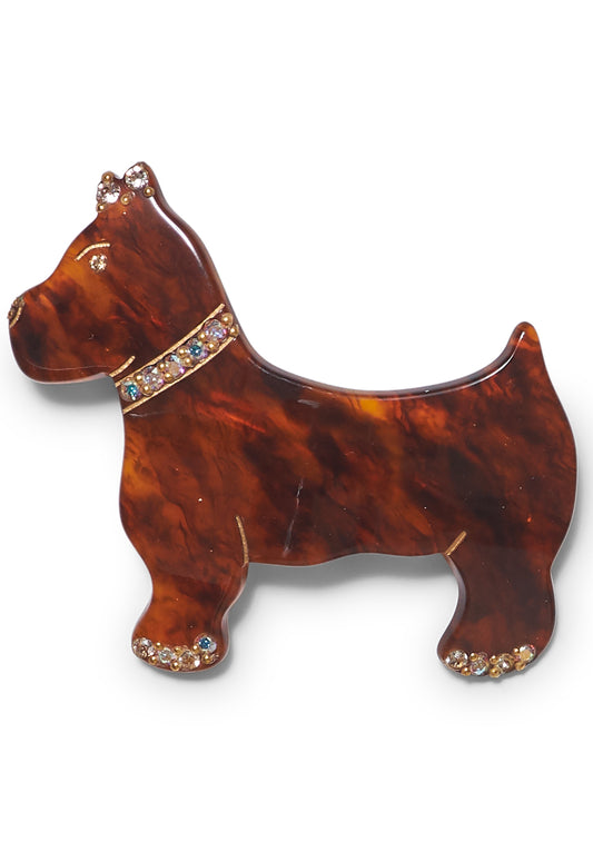 Small Mahogany Dog Fox Hair Clip