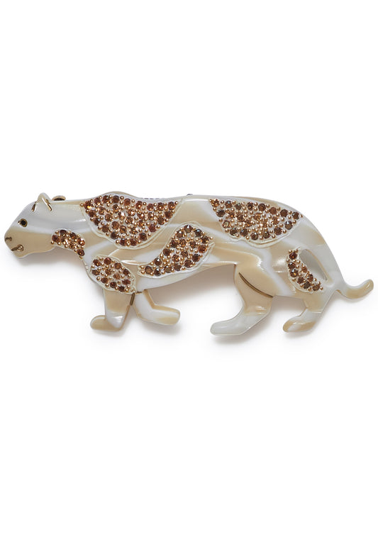 White Embellished Panther Hair Clip