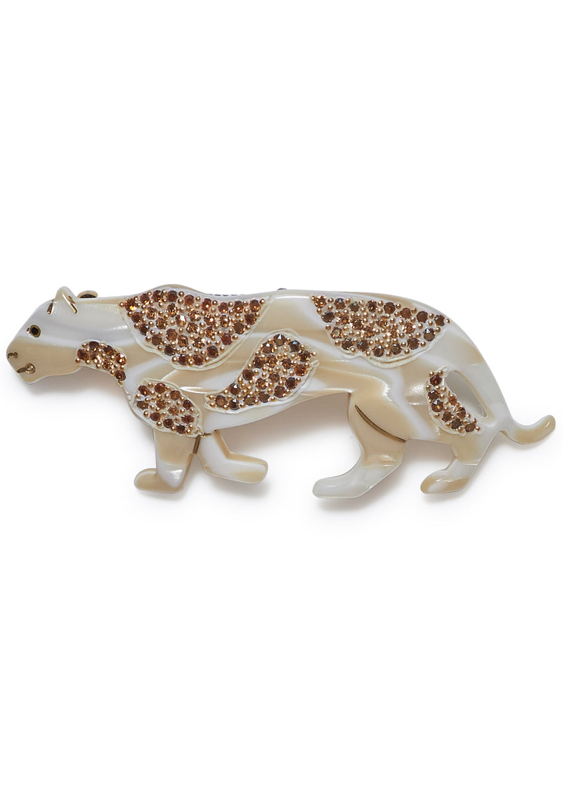White Embellished Panther Hair Clip