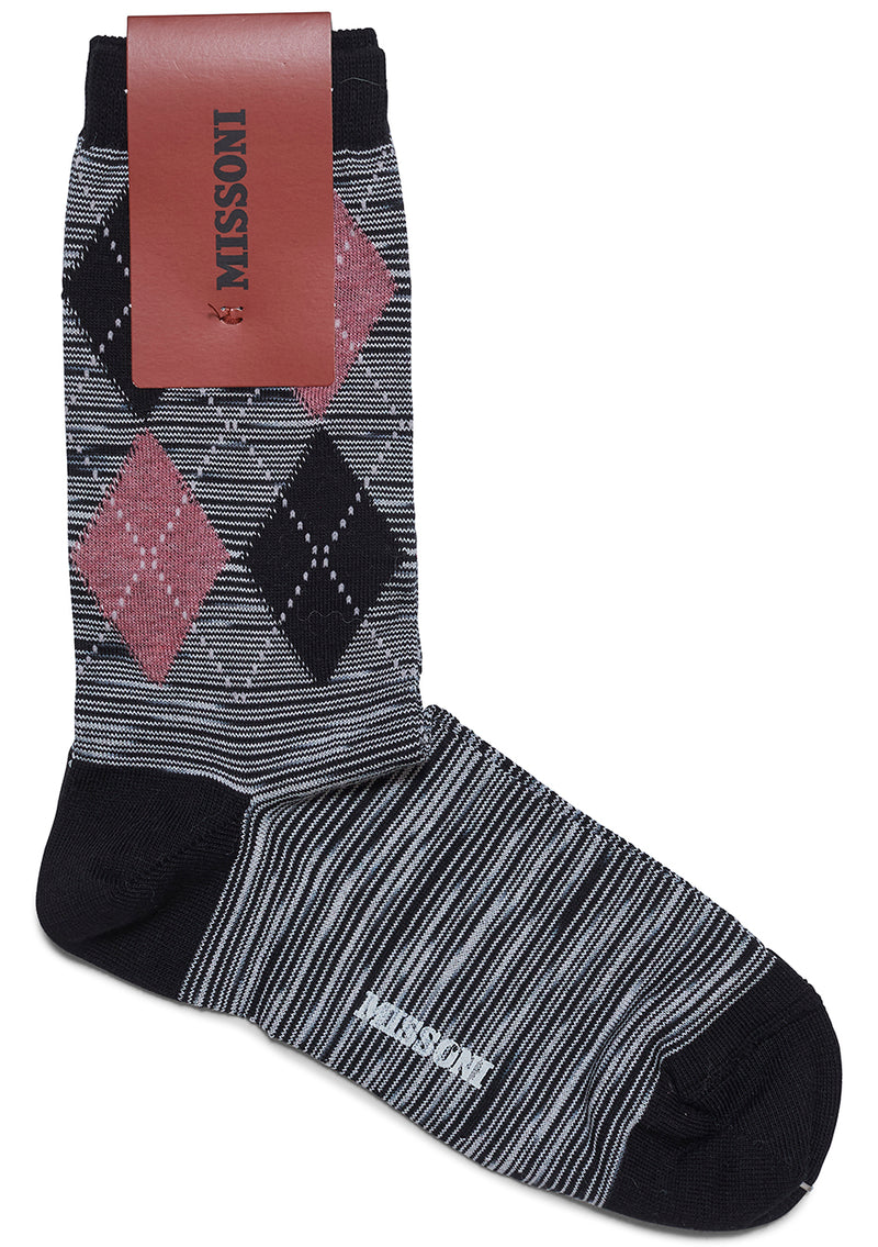 Argyle Socks Black & Pink