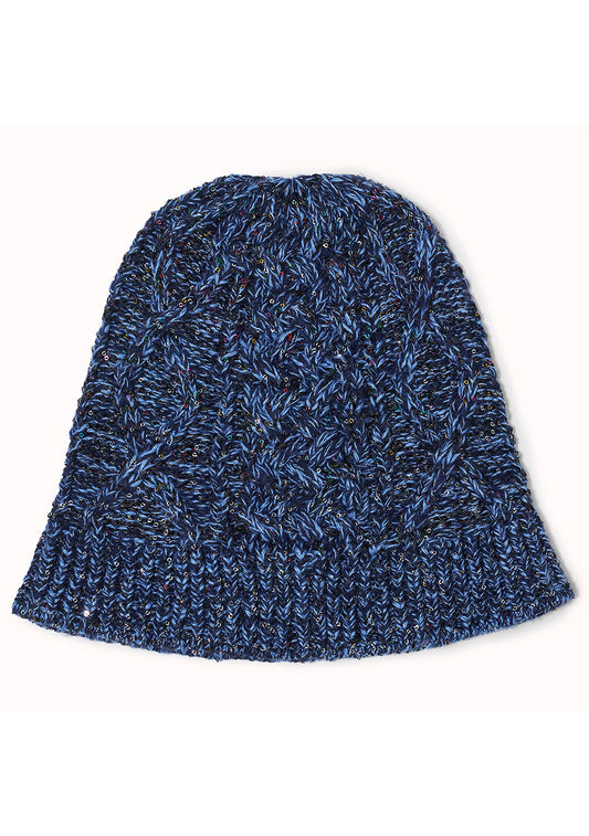 Cable Knit Bucket Hat Blue Melange