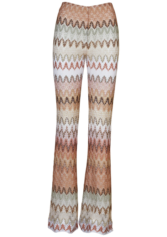 Chevron Flared Trousers Copper Multicolour