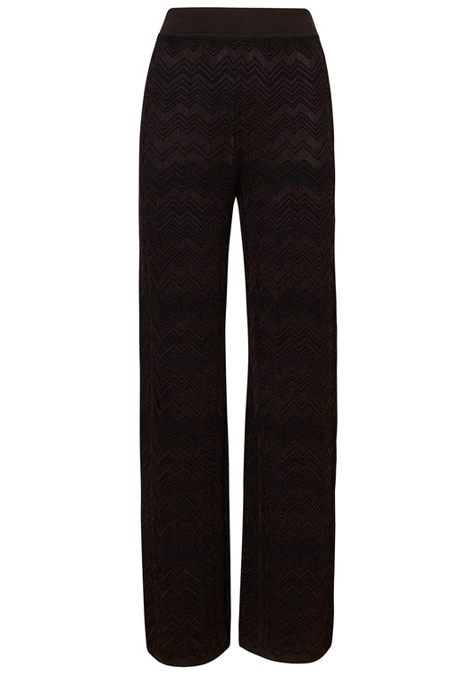 Chevron Knit Trousers Chocolate
