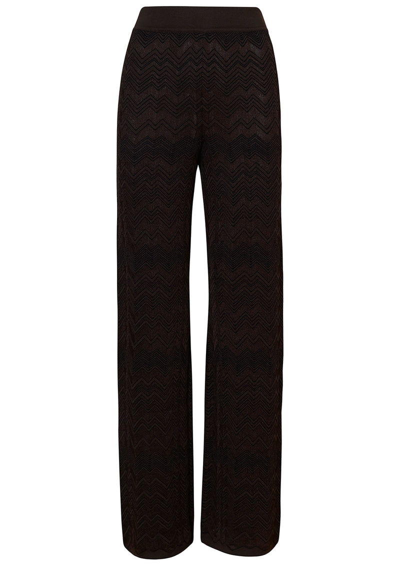 Chevron Knit Trousers Chocolate