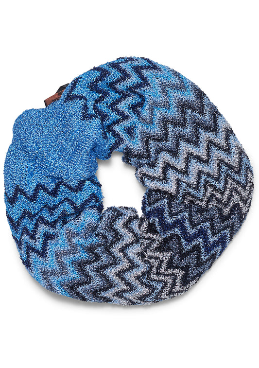 Chevron Lamé Scrunchie Blue