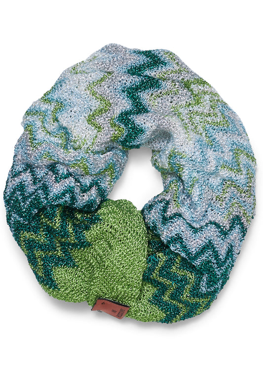 Chevron Lamé Scrunchie Green