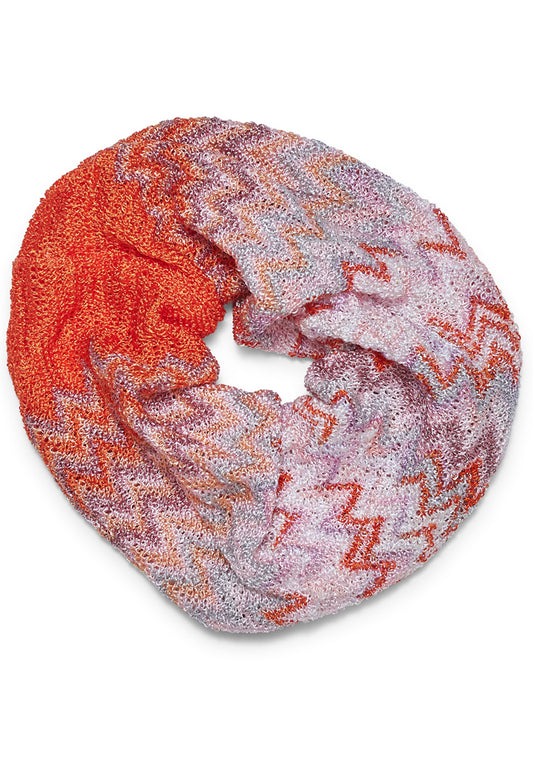 Chevron Lamé Scrunchie Pink & Orange