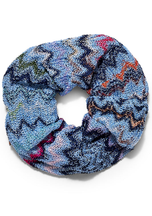 Chevron Lamé Scrunchie Sky Blue
