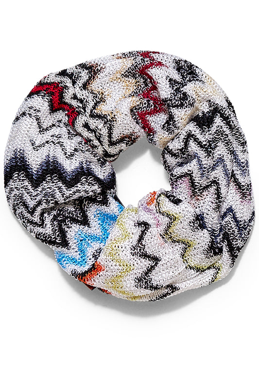 Chevron Lamé Scrunchie White/Black