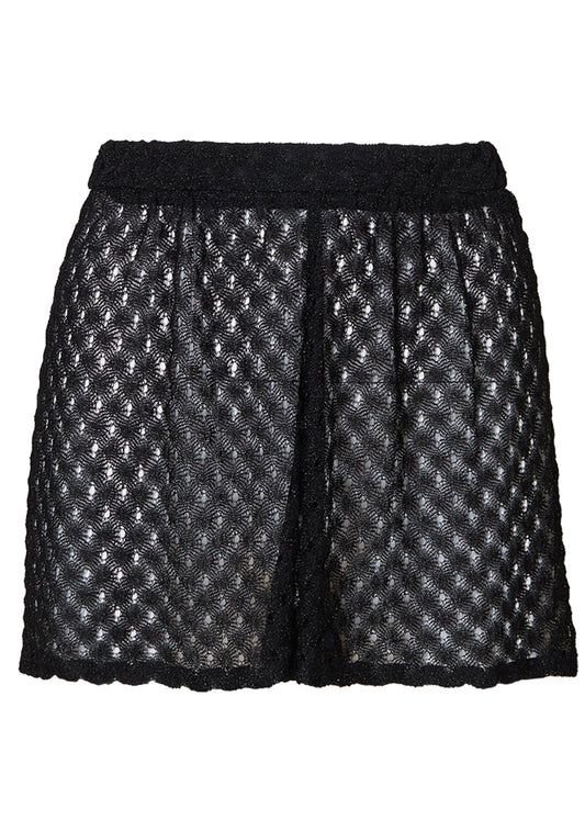 Chevron Lamé Shorts Black