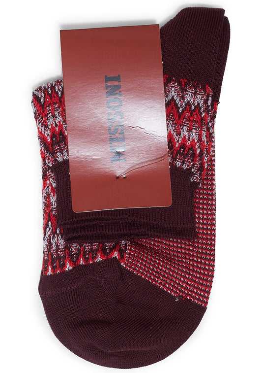 Chevron Lamé Socks Maroon Mix