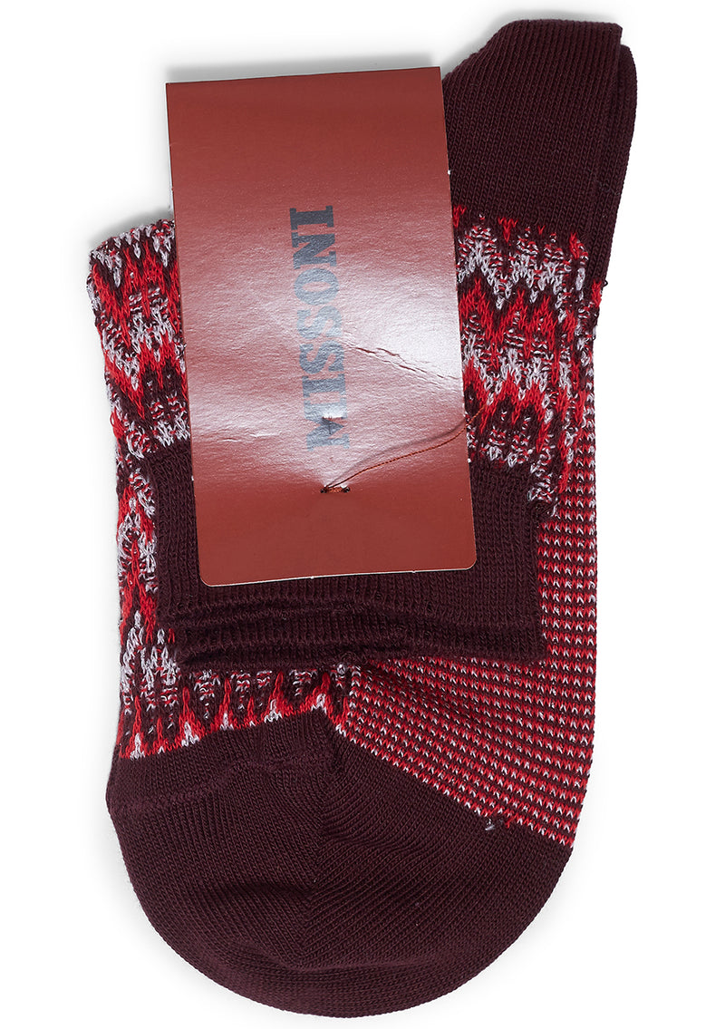 Chevron Lamé Socks Maroon Mix