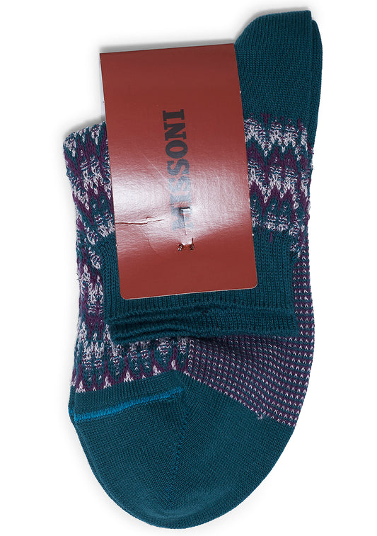 Chevron Lamé Socks Petrol Mix