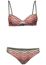 Greek Motif Balconette Bikini Navy & Red