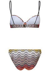 Greek Motif Balconette Bikini Navy & Red