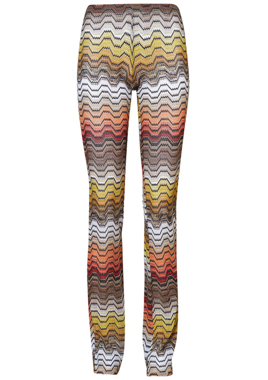 Greek Motif Flared Trousers Navy & Red