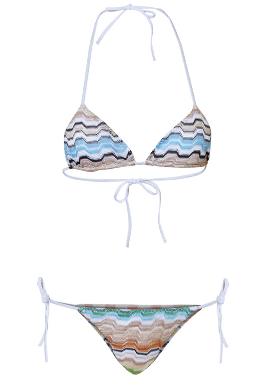 Greek Motif Triangle Bikini Multicolour