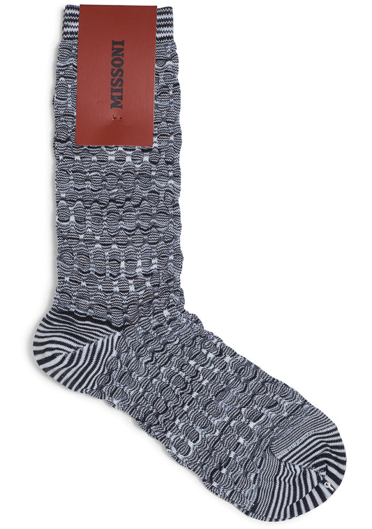 Honeycomb Knit Socks Black/White