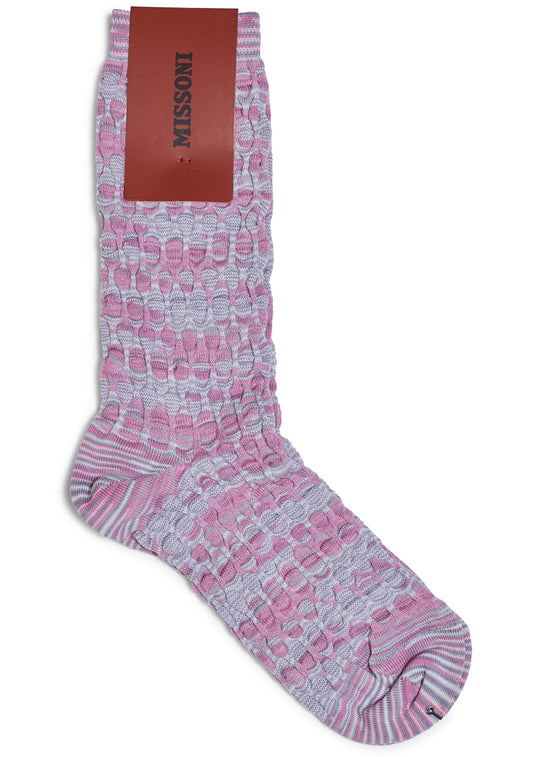 Honeycomb Knit Socks Pink/Grey