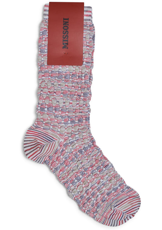 Honeycomb Knit Socks Red/Green