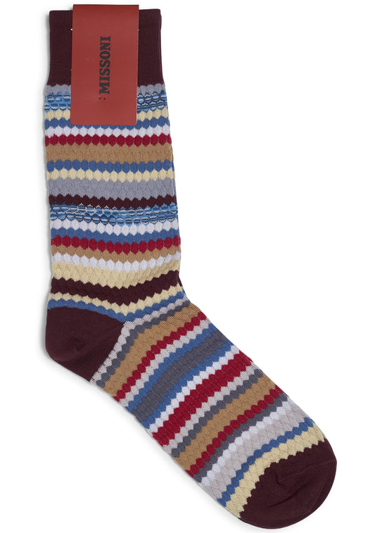 Jacquard Stripe Socks Brown/Yellow