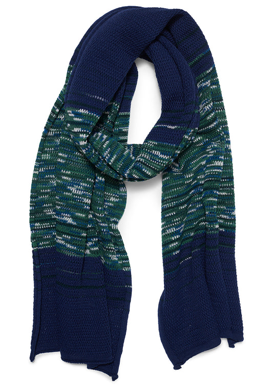 Knit Scarf Navy & Forest Melange