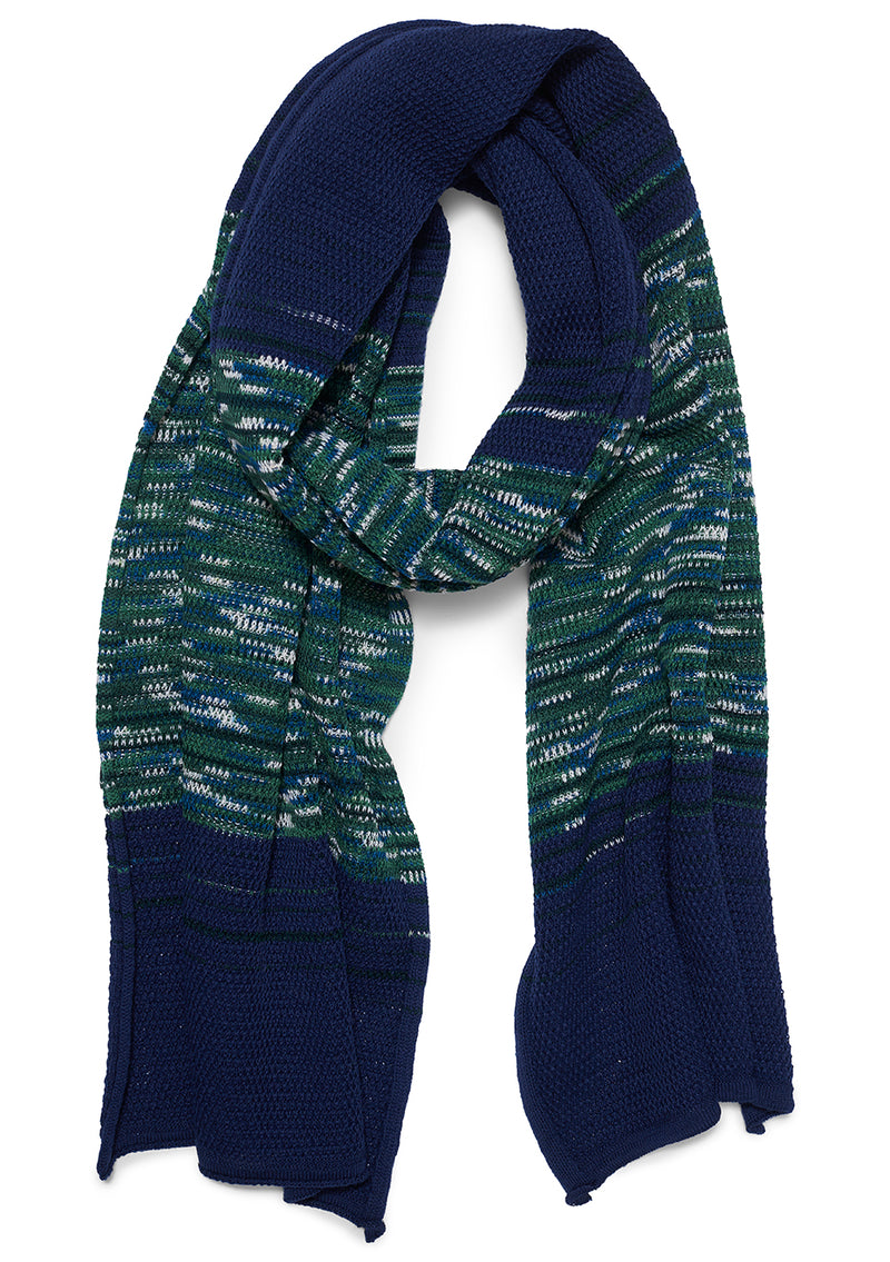 Knit Scarf Navy & Forest Melange