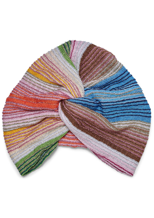Lamé Chevron Turban Hat Multicolour