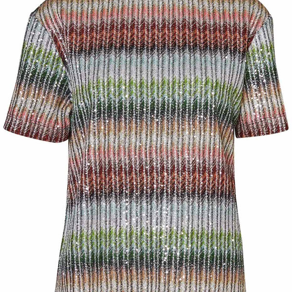 Tシャツ・カットソー MISSONI Multicolor viscose blend top with sequins Ribbed ribbed sleeveless top with sequins