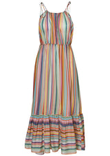 Long Flounced Cover-Up Dress Multicolour