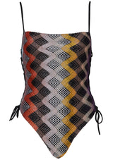 One Piece Swimsuit Dark Lamé Multicolour
