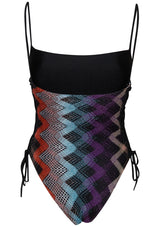 One Piece Swimsuit Dark Lamé Multicolour