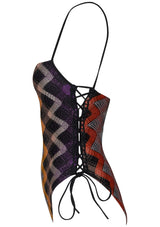 One Piece Swimsuit Dark Lamé Multicolour