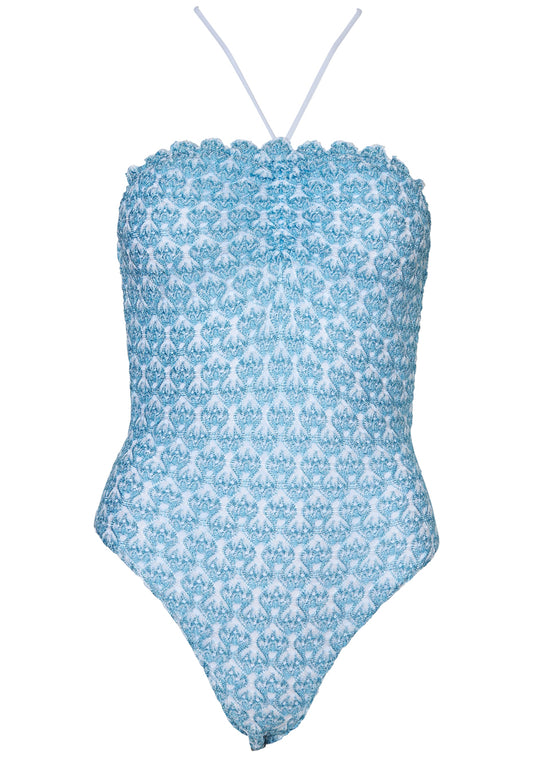 One Piece Swimsuit Light Blue/White