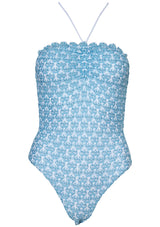 One Piece Swimsuit Light Blue/White