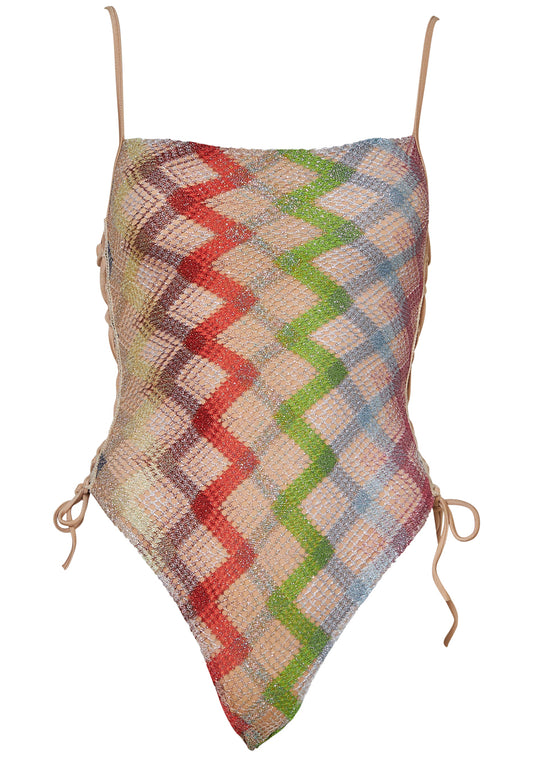 One Piece Swimsuit Light Lamé Multicolour